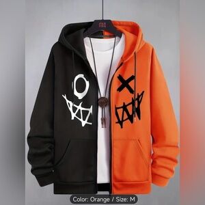 Black and Orange Graphic Hoodie